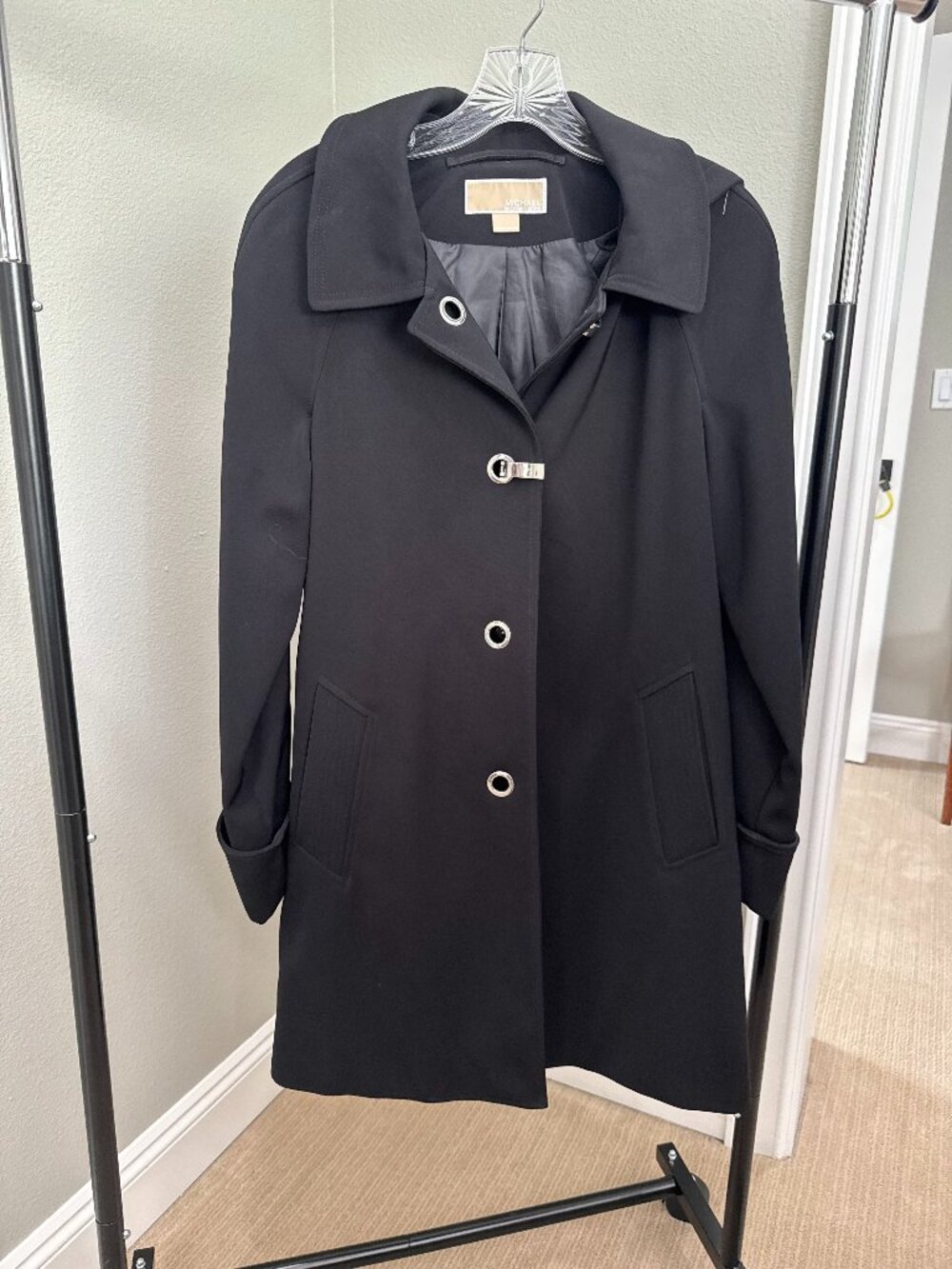 Michael Kors Black Hooded Trench Coat